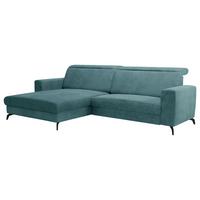 Ecksofa Bolero petrolfarben m. Kopfteilverstellung 178x290 - Petrol/Schwarz, KONVENTIONELL, Textil (178/290cm) - Sit & More