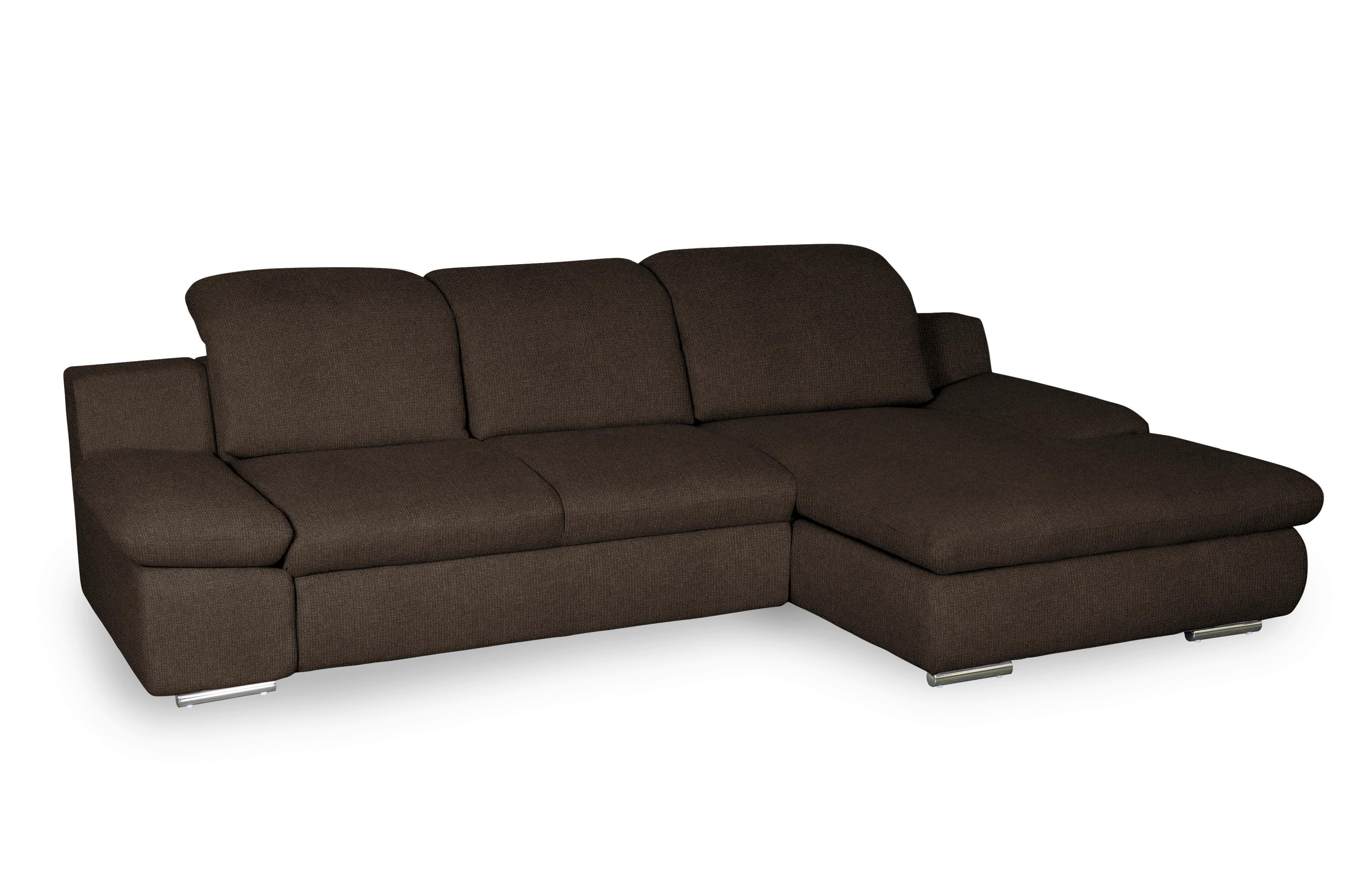 Ecksofa Isona Braun Chenille - Chromfarben/Braun, Design, Textil (286/165cm) - Livetastic
