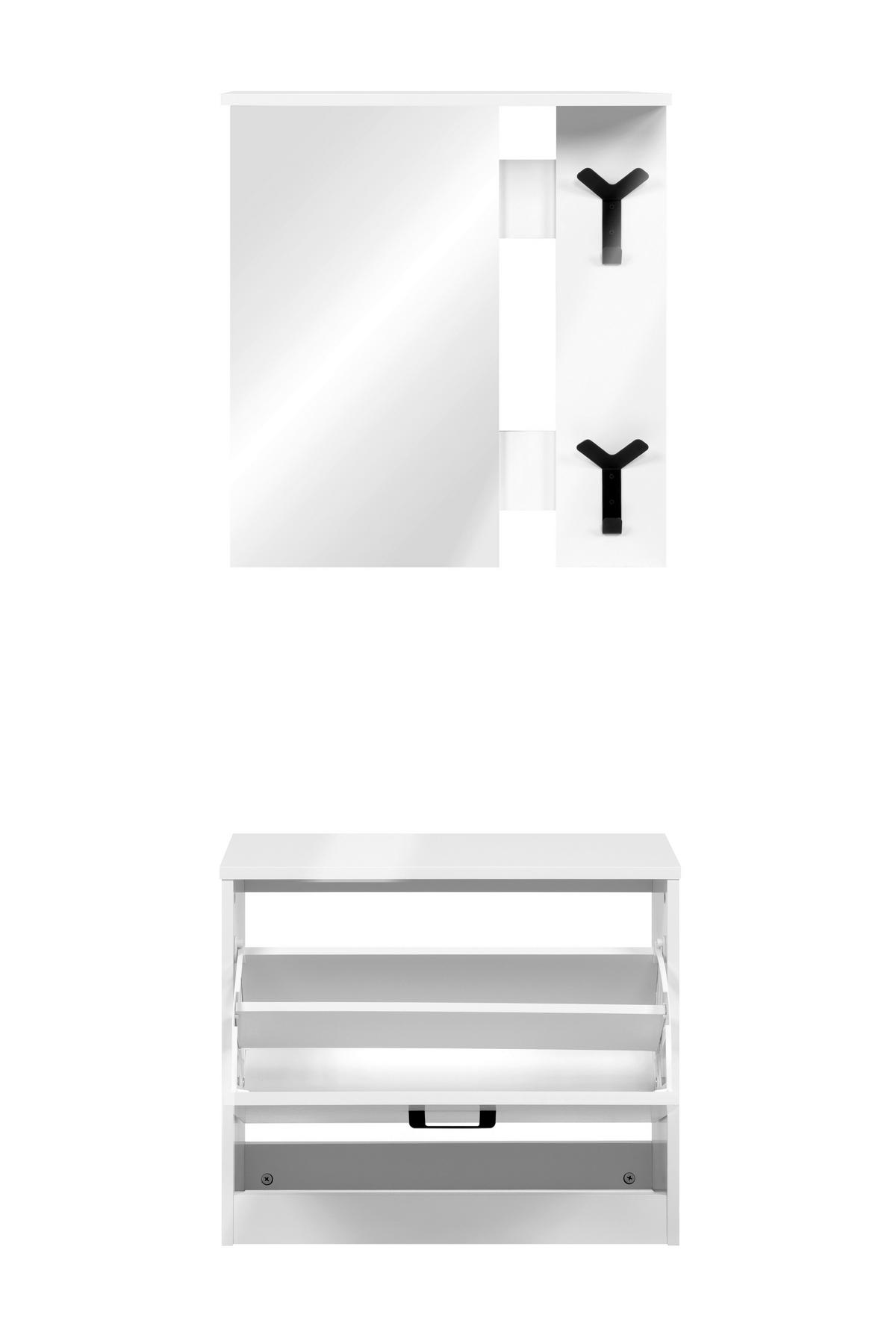 Garderobe Limone Weiß B: 56cm - Weiß, Design, Glas/Holzwerkstoff (56/180/24,5cm)