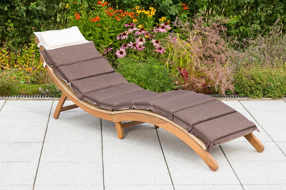 Sonnenliege Capri Akazienholz/ Metall/kunststoff Mit Auflage - Naturfarben, MODERN, Holz/Kunststoff (183/60/54cm) - Gardenson