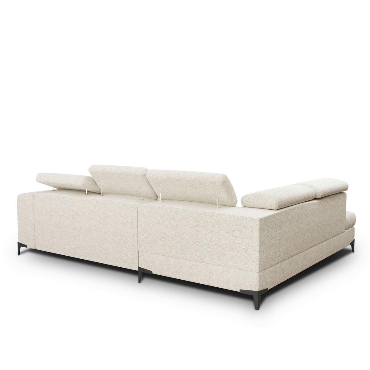 Rohová sedačka MASON, ľavá, krémovo-béžová tkanina - čierna/krémová, Modern, kov/drevo (211/271cm) - Mömax
