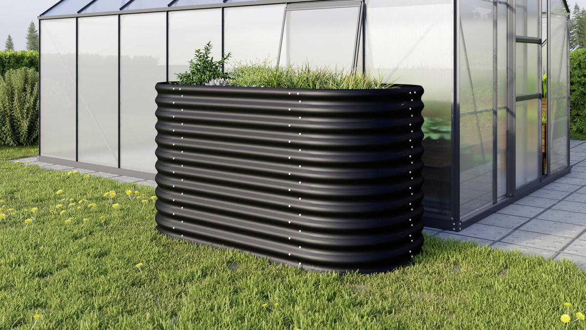 Hochbeet Vita 82,1x85,8x162,1 Oval, Schwarz - Schwarz, Basics, Metall (82,1/85,8/162,1cm)