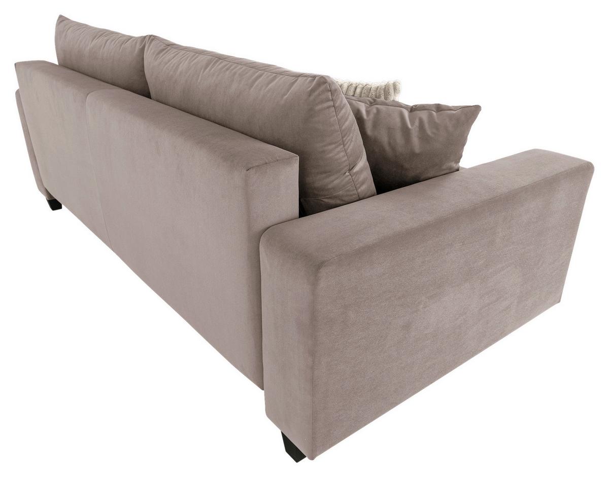 Ecksofa mit Bettfunktion Lily Velours taupe, 240x119cm - Taupe/Schwarz, Trend, Holz/Holzwerkstoff (240/119cm) - Luca Bessoni