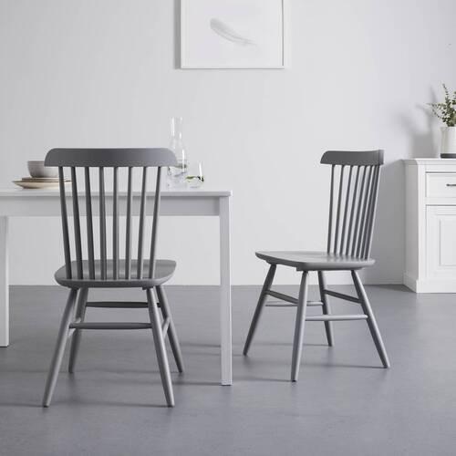 Sada židlí z masivu PEDRO šedá 2ks - šedá, Moderní, dřevo (48/89/52cm) - Bessagi Home
