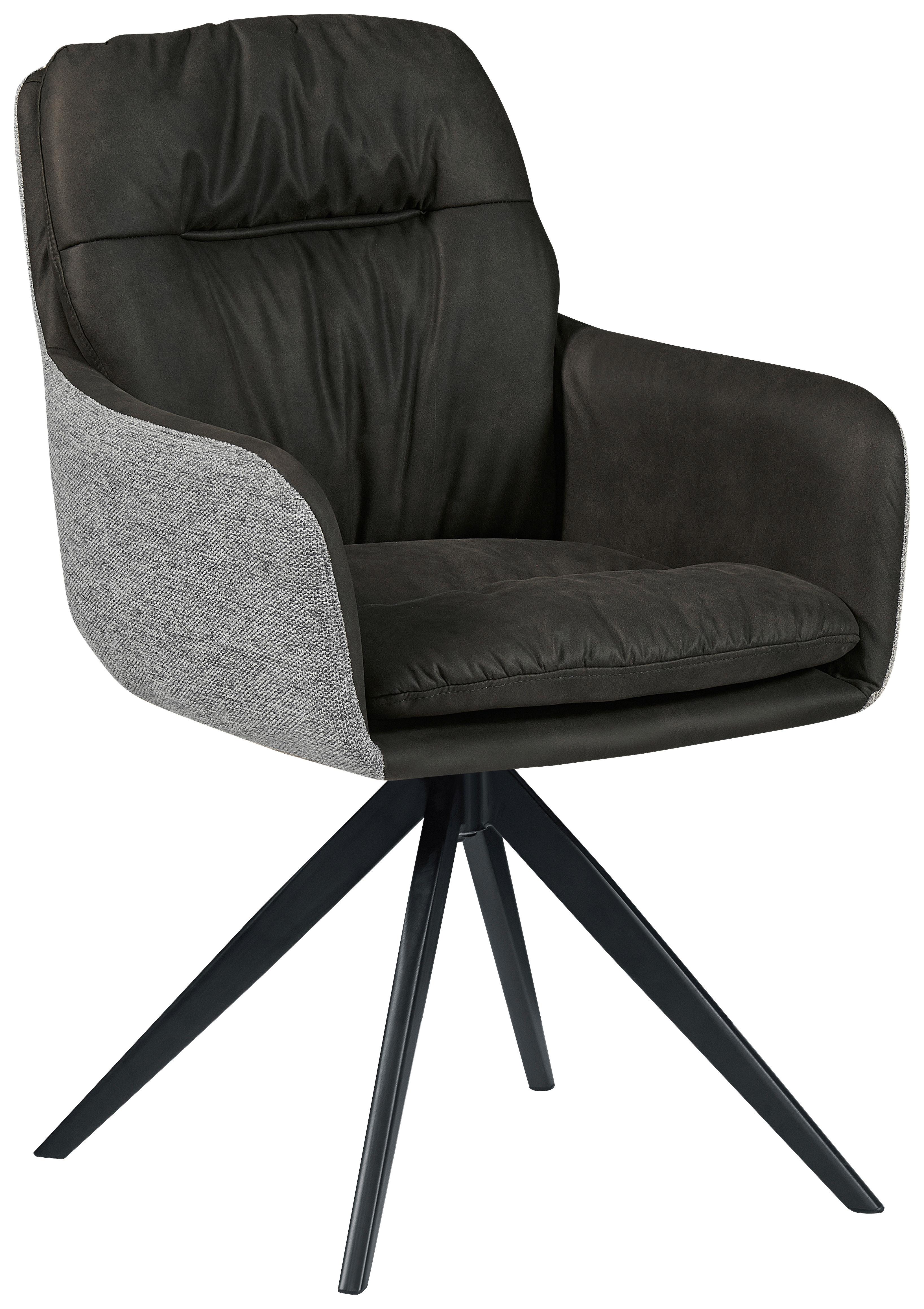 Armlehnstuhl Dian 125 - Schwarz, MODERN, Textil/Metall (57/87/64,5cm) - Kayoom