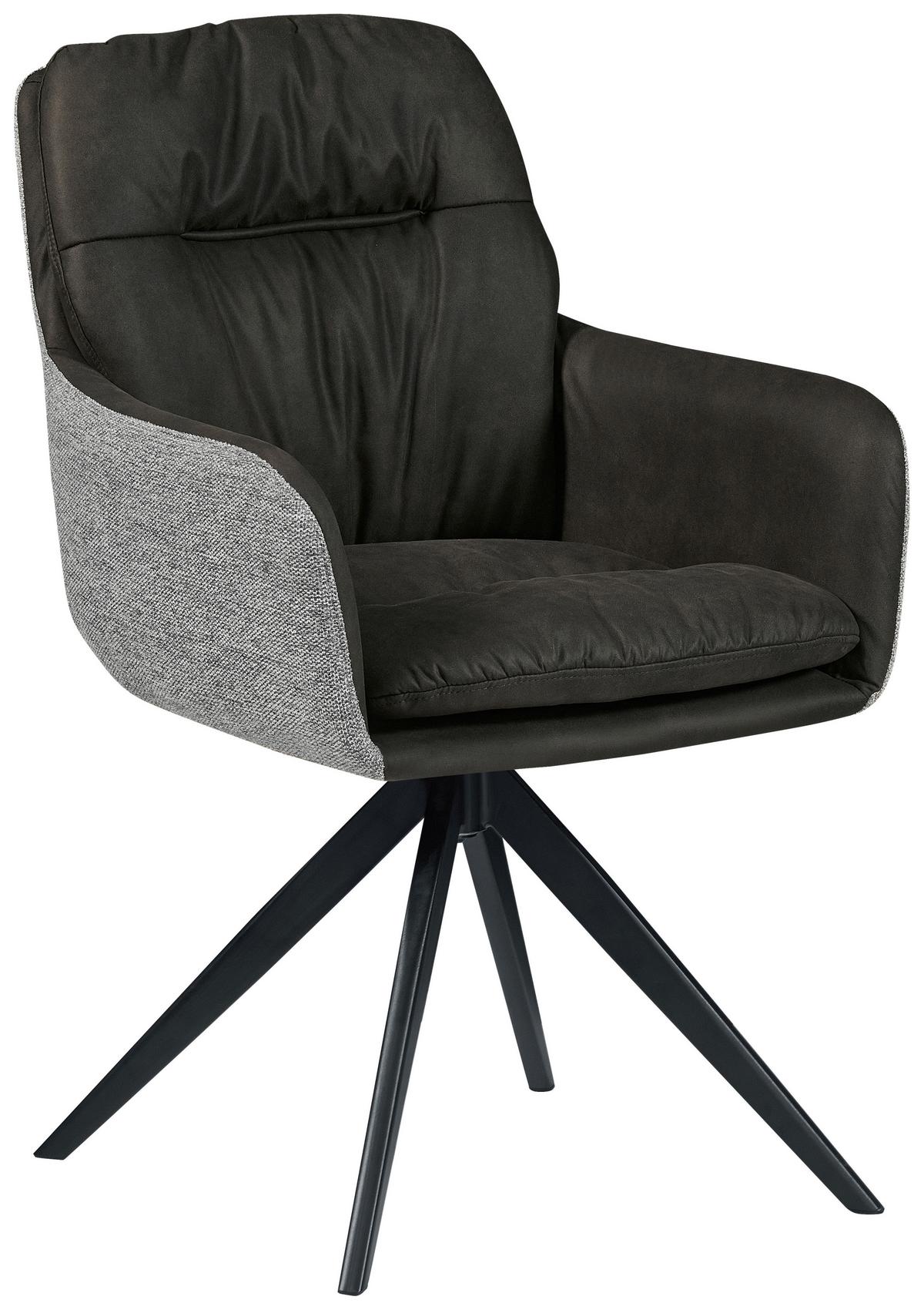 Armlehnstuhl Dian 125 - Schwarz, MODERN, Textil/Metall (57/87/64,5cm) - Kayoom