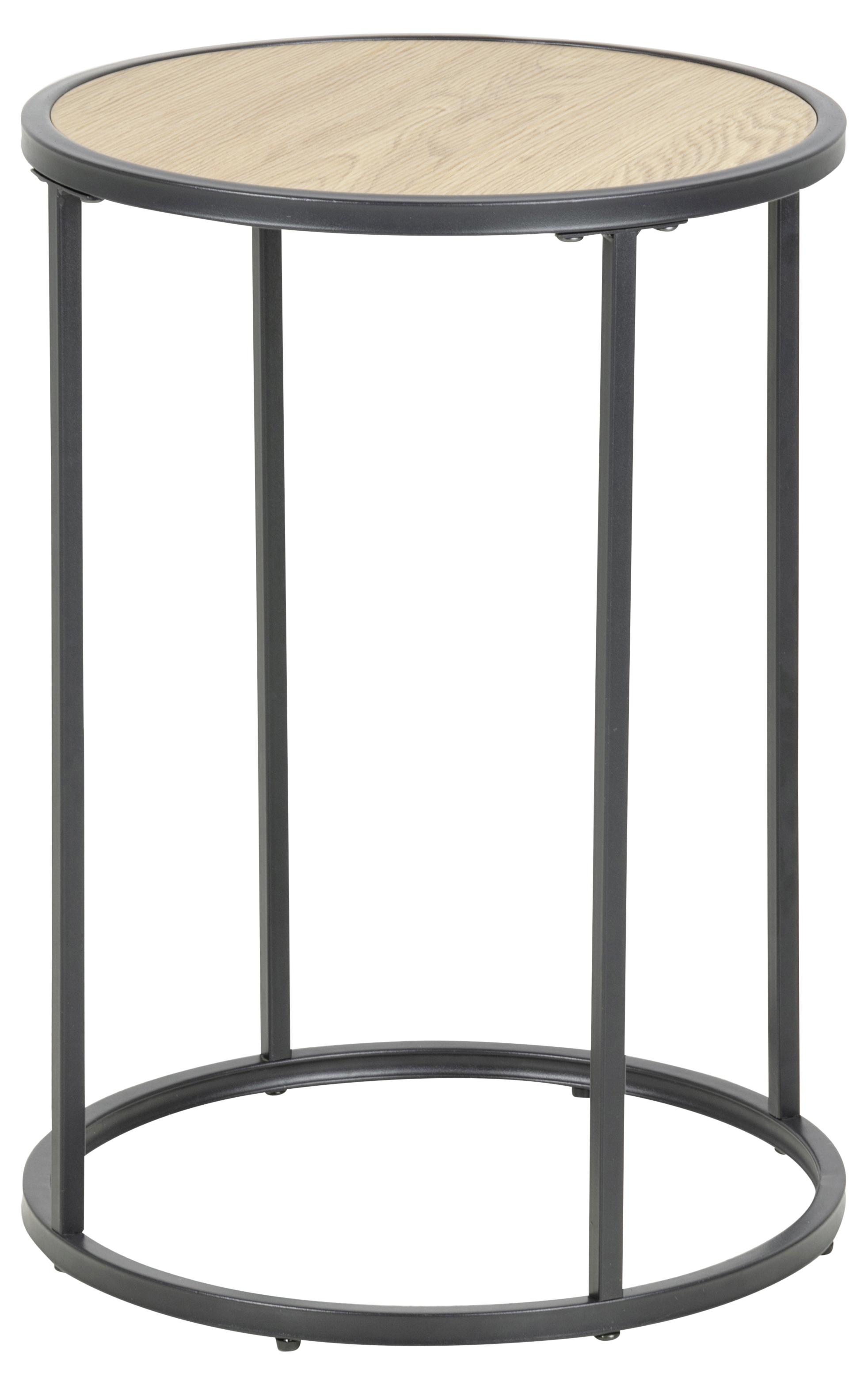 Odkladací stolík SEAFORD - čierna/farba duba, Modern, kov/kompozitné drevo (40/55/40cm)