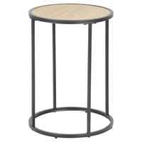 Odkladací stolík SEAFORD - čierna/farba duba, Modern, kov/kompozitné drevo (40/55/40cm)