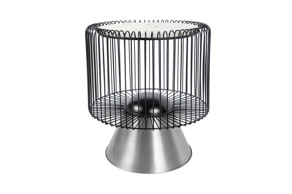 Beistelltisch Malibu Schwarz/silberfarben/weiß - Silberfarben/Schwarz, Basics, Stein/Metall (51/51/56,5cm) - Kayoom