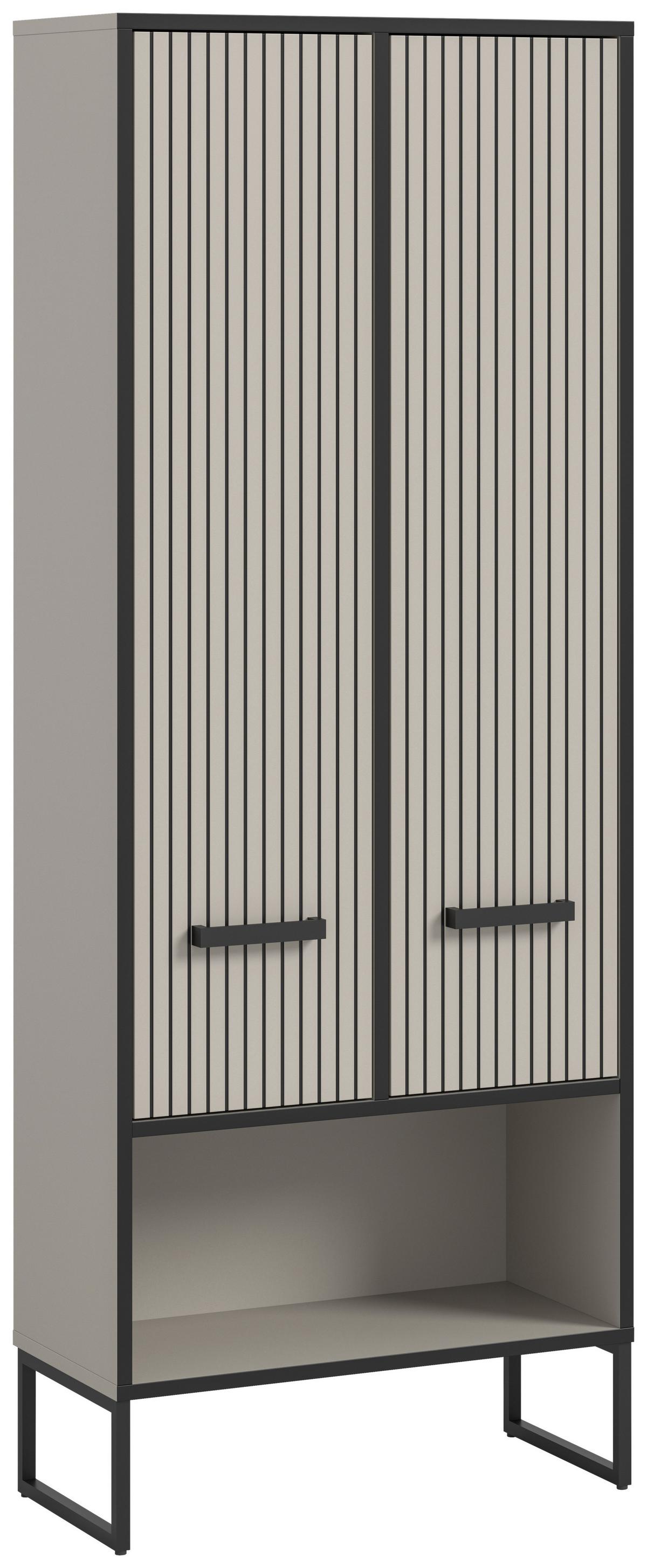 Hochschrank Bagno Kaschmir B: 59 cm - Kaschmir/Schwarz, MODERN, Holzwerkstoff (59/159/32cm) - MID.YOU