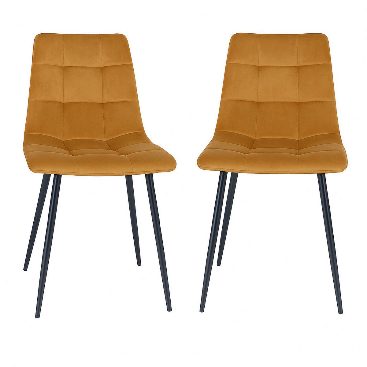 Stuhl-set Middelfart Senfgelb B: 44 Cm - Senfgelb/Schwarz, MODERN, Textil/Metall (44/86/55cm) - MID.YOU