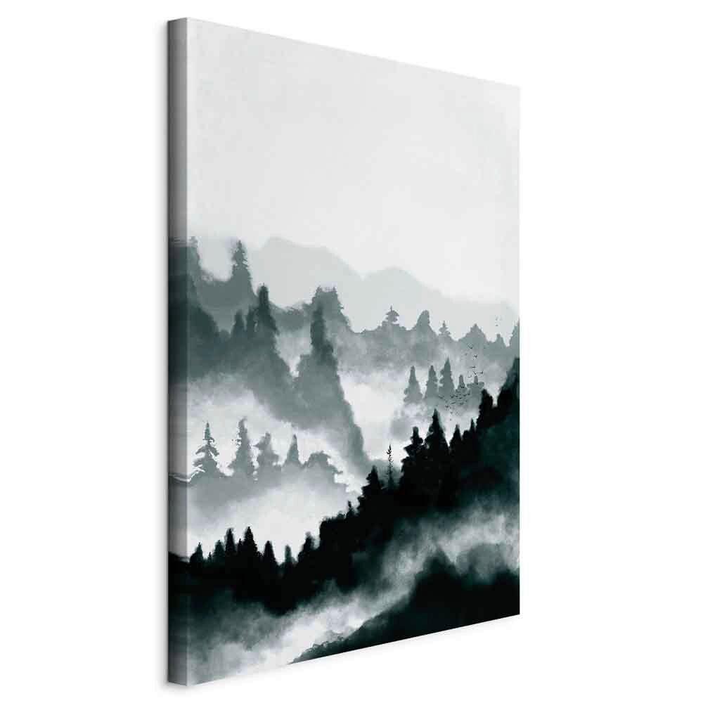 Leinwandbild Landscape Weiß Dunkelgrün B: 40 cm - Dunkelgrün/Weiß, Basics, Holzwerkstoff/Textil (40/60/1,2cm) - artgeist