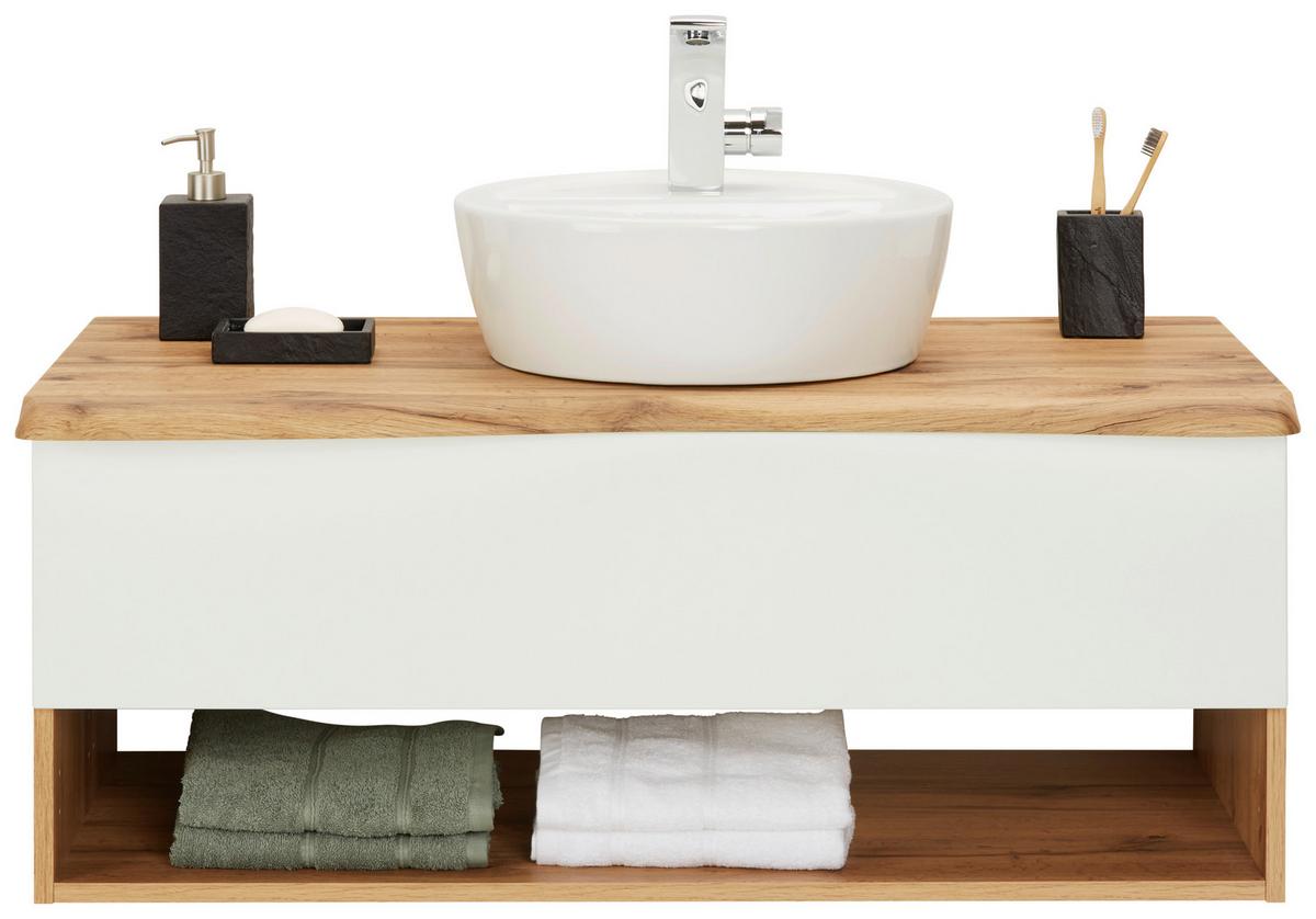 Umývadlová skrinka SÖLDEN -EXKLUSIV- - biela/dub wotan, Lifestyle, kompozitné drevo/keramika (10/55/47cm) - Premium Living
