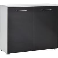 Kommode mit Glas B: 97 cm Weiß/Anthrazit - Anthrazit/Schwarz, MODERN, Glas/Holzwerkstoff (97/82/40cm) - Germania