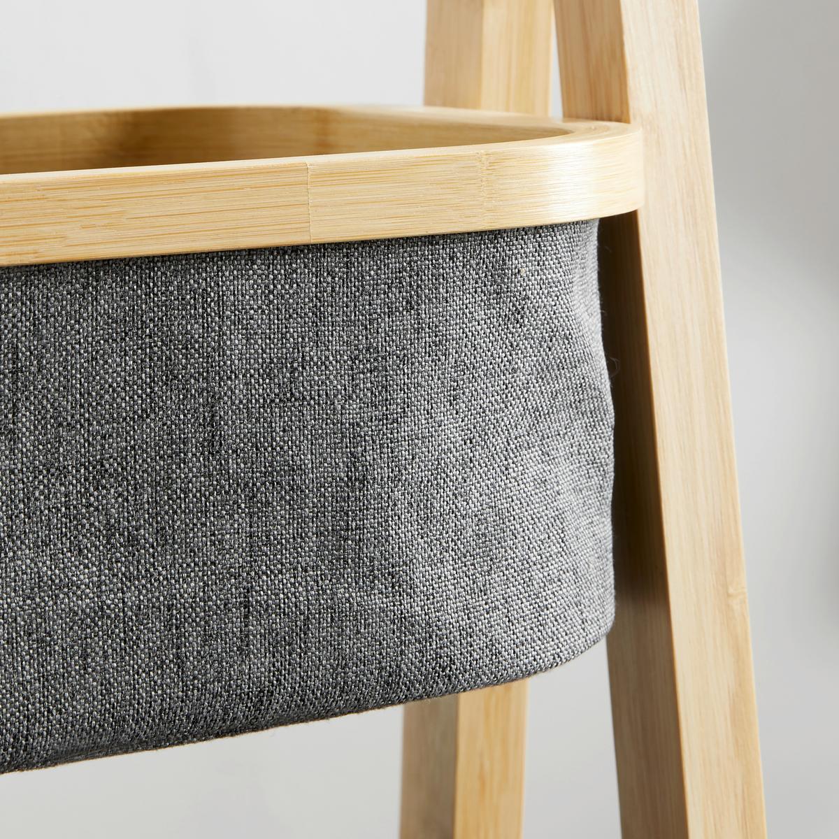 Úložný regál MISAKI tmavě šedý - tmavě šedá, Moderní, dřevo/textil (44/35/99cm) - Bessagi Home