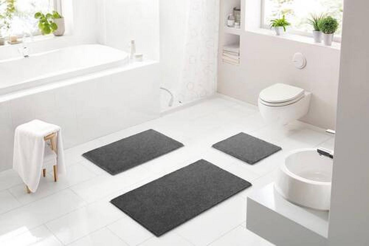 Badematte Terazzo - Anthrazit, Basics, Textil (50/80cm) - Grund