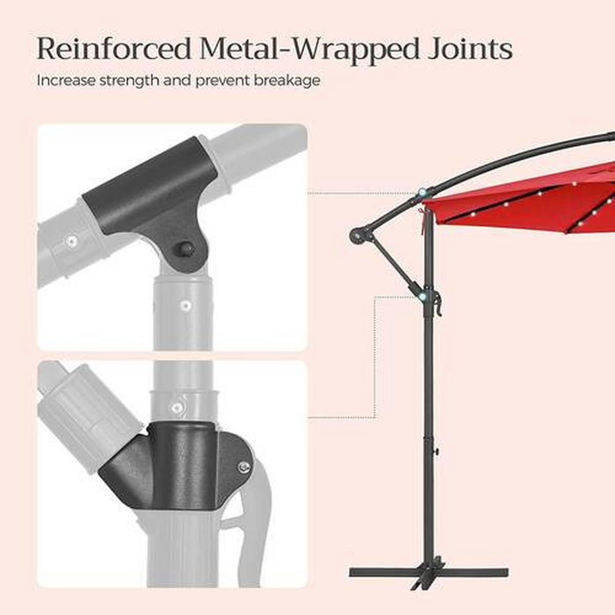 Led Sonnenschirm Rot Schwarz Bxl: 300x300 Cm - Rot/Schwarz, Basics, Textil/Metall (300/300cm) - Modante