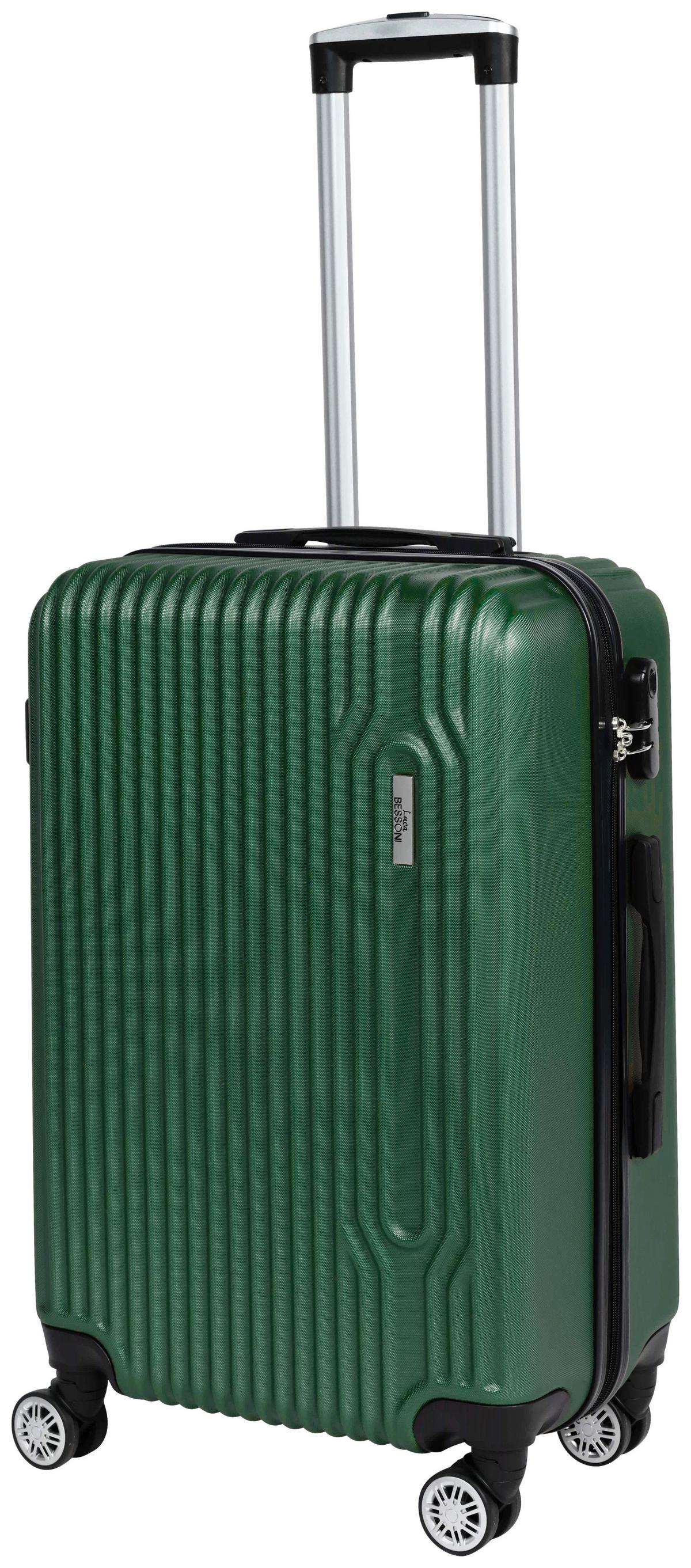 Reisekoffer Palermo 4 Rollen Hartschale, Größe M - Dunkelgrün, Design, Kunststoff/Textil (43/26/65cm) - Luca Bessoni
