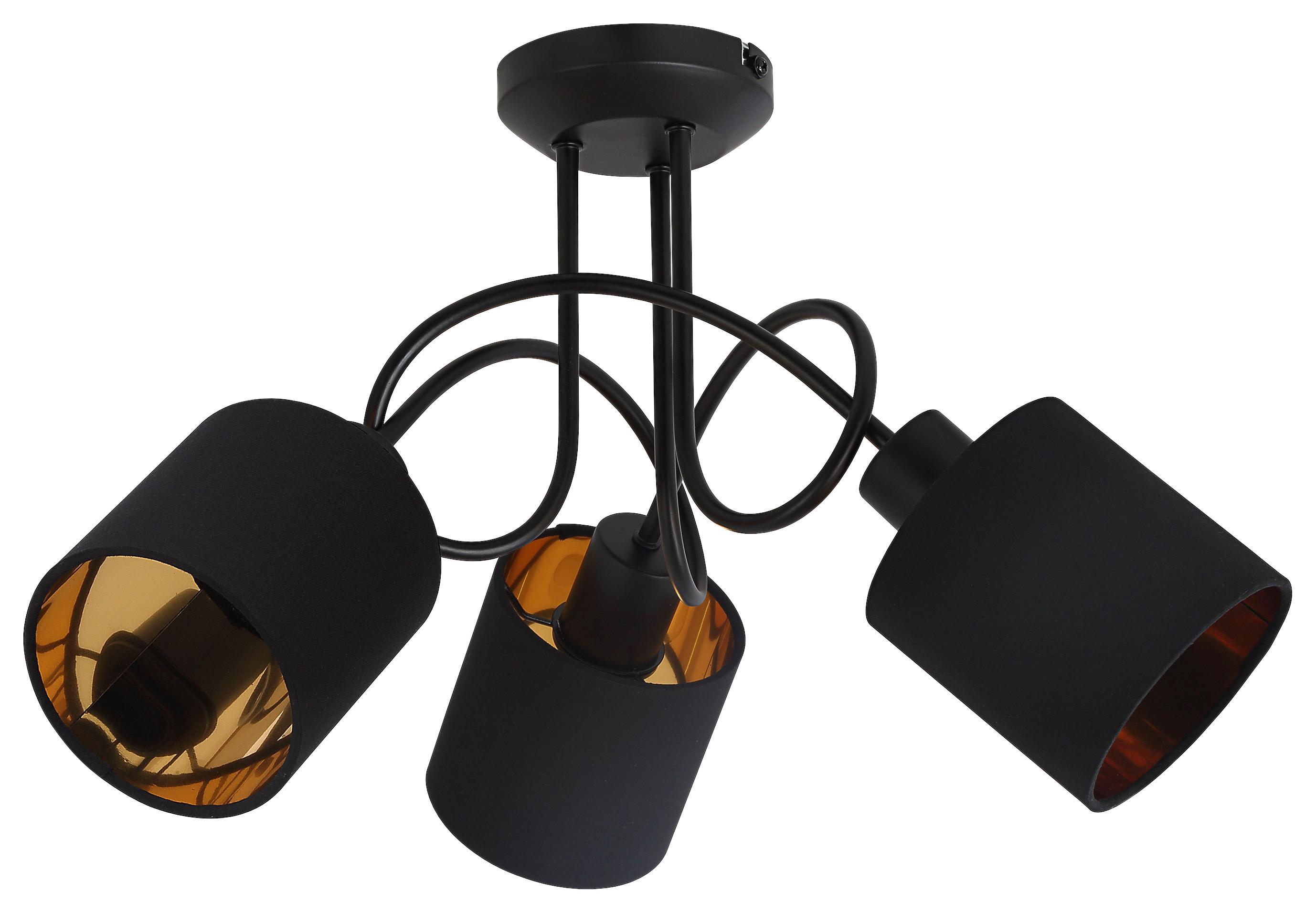 Bodové svietidlo Goldi, E14 LED max. 15Watt - čierna/zlatá, Modern, kov/textil (47/29cm) - Mömax