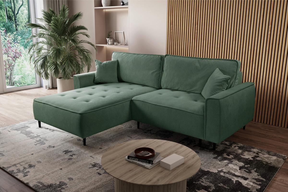 Ecksofa Blues Grün/schwarz, 183 Cm - Schwarz/Grün, Design, Textil (183/263cm) - MID.YOU