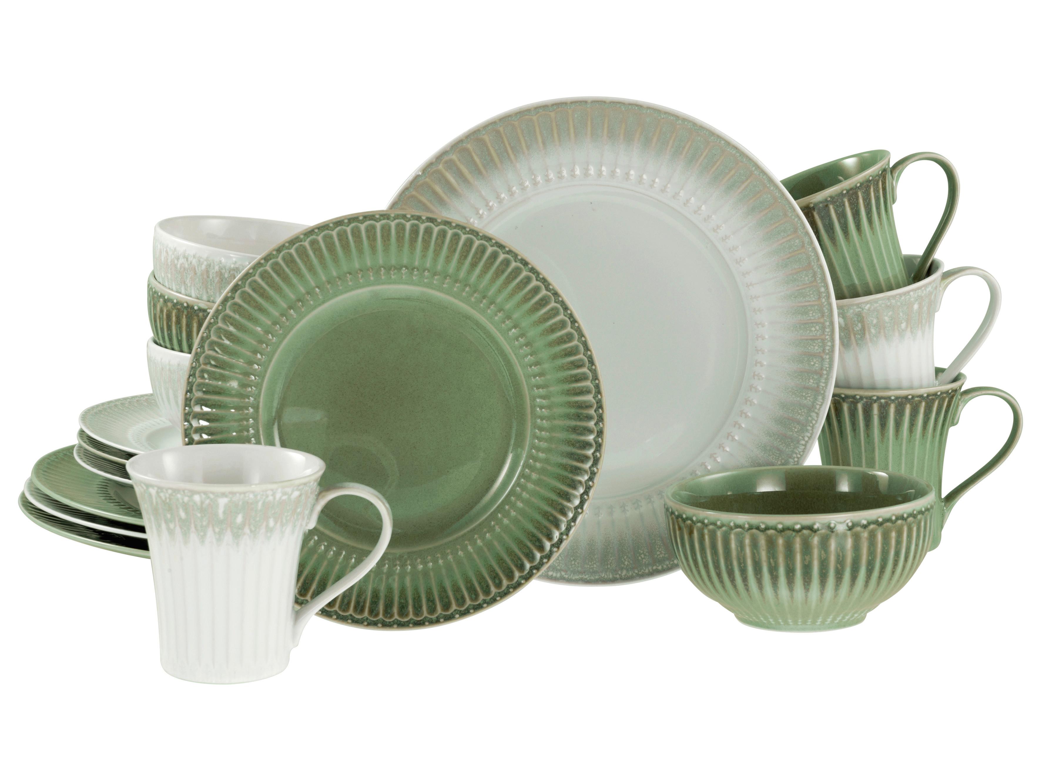 Kombiservice Celadon Mix Steinzeug, 4 Pers., 16-teilig - Salbeigrün/Perlmutt, Basics, Keramik - Creatable