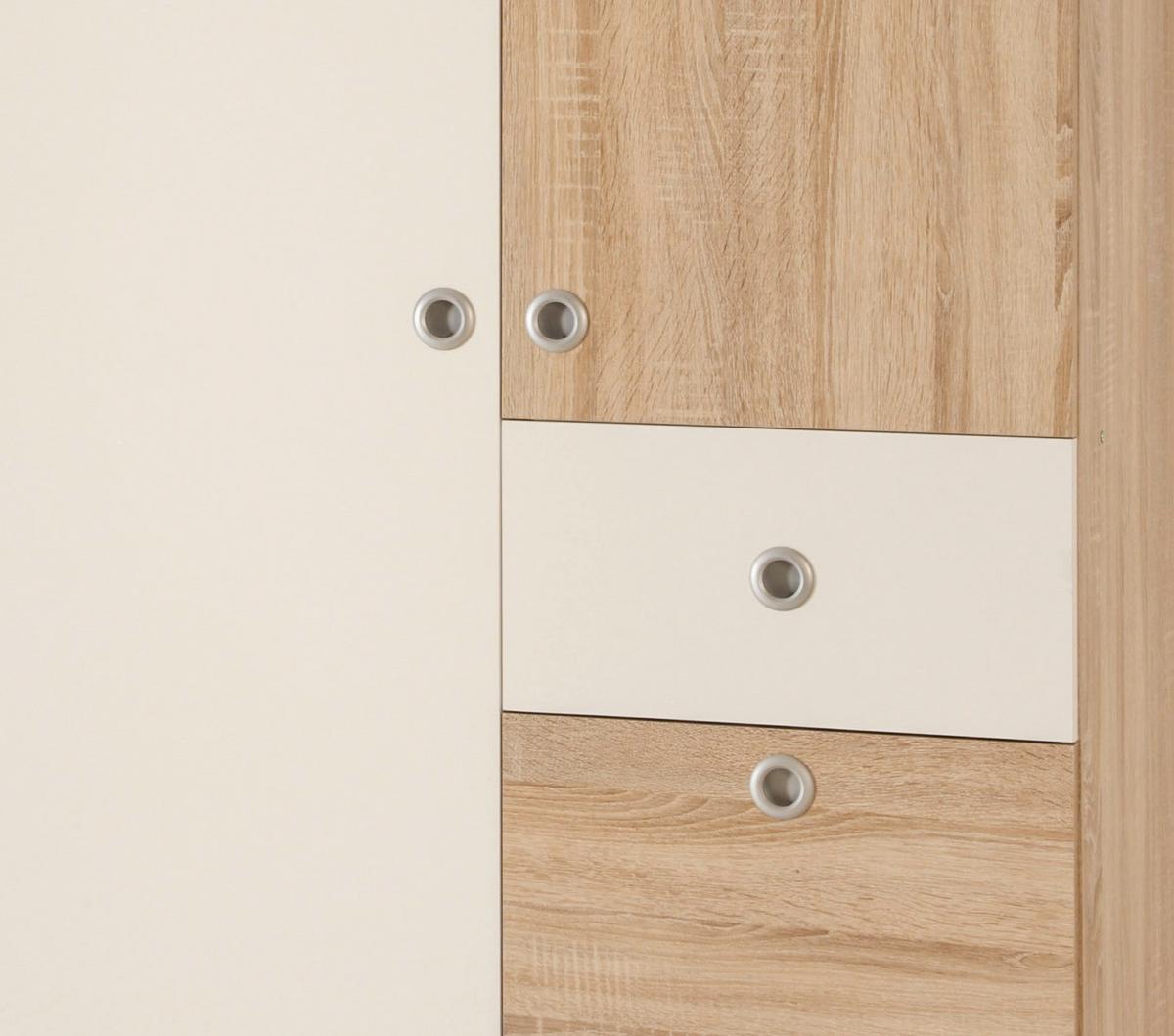Drehtürenschrank M. Laden 90cm Wiki, Eiche Dekor/weiß - Weiß/Sonoma Eiche, KONVENTIONELL, Holzwerkstoff (90/191/53cm) - MID.YOU