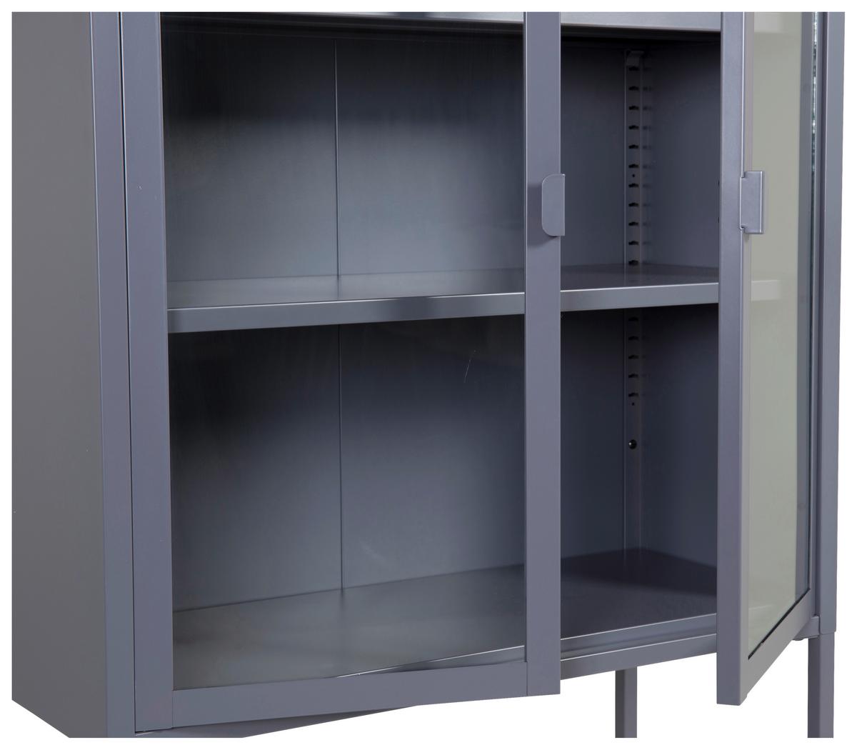 Vitrine Misha - Grau, Design, Metall (75/150/35cm) - Livetastic