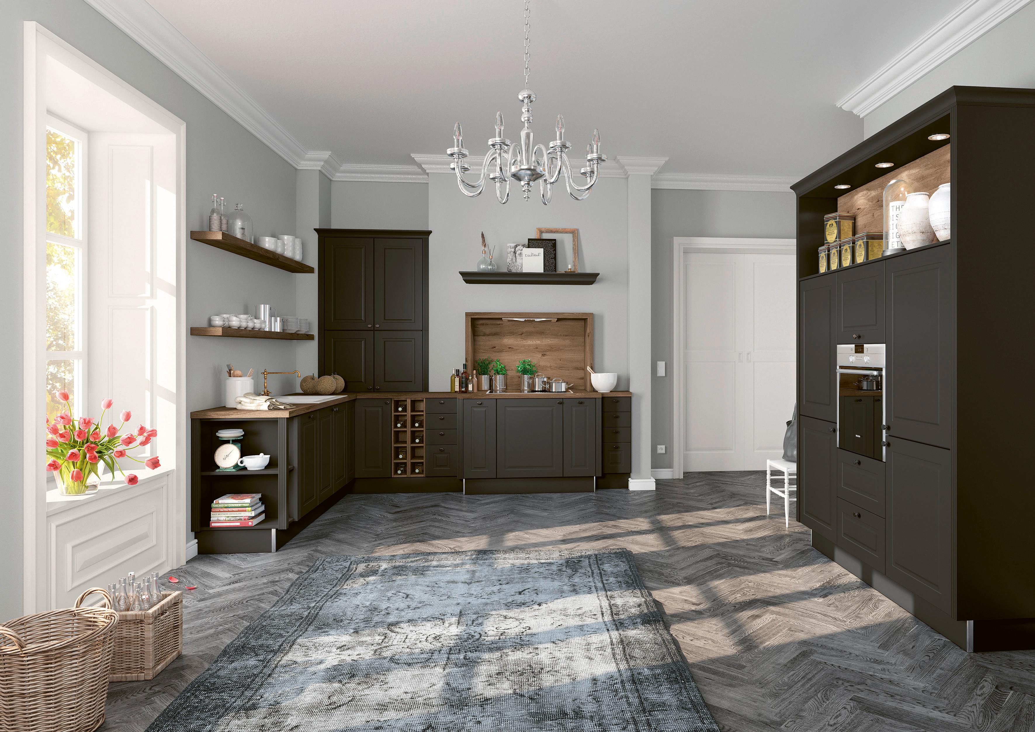 Einbauküche Ip7810 Frei Planbar Landhausstil - Eichefarben/Anthrazit, MODERN, Holzwerkstoff - Impuls