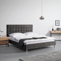 Čalouněná postel CESARO,180x200, tmavě šedá - tmavě šedá/přírodní barvy, Moderní, kov/dřevo (180/200cm) - PBJ