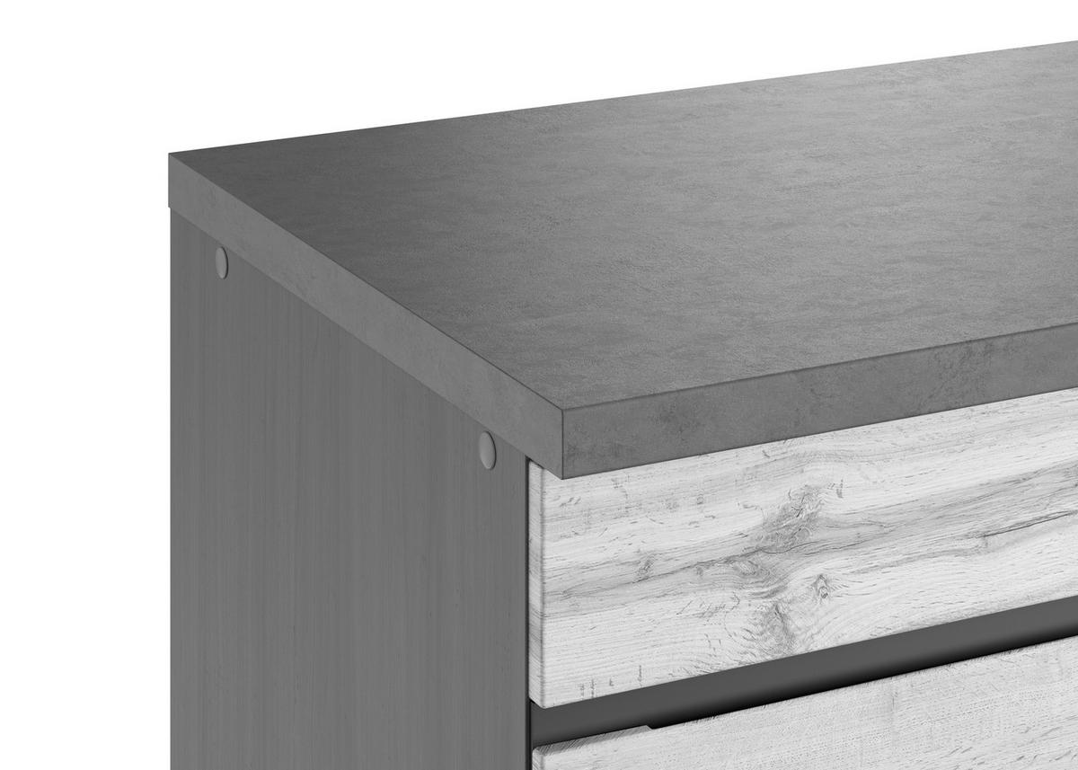 Küchenzeile Turin ohne Geräte B: 330 cm Graphit/Eiche Dekor - Eiche Wotan/Graphitfarben, Design, Holzwerkstoff (330cm) - Held