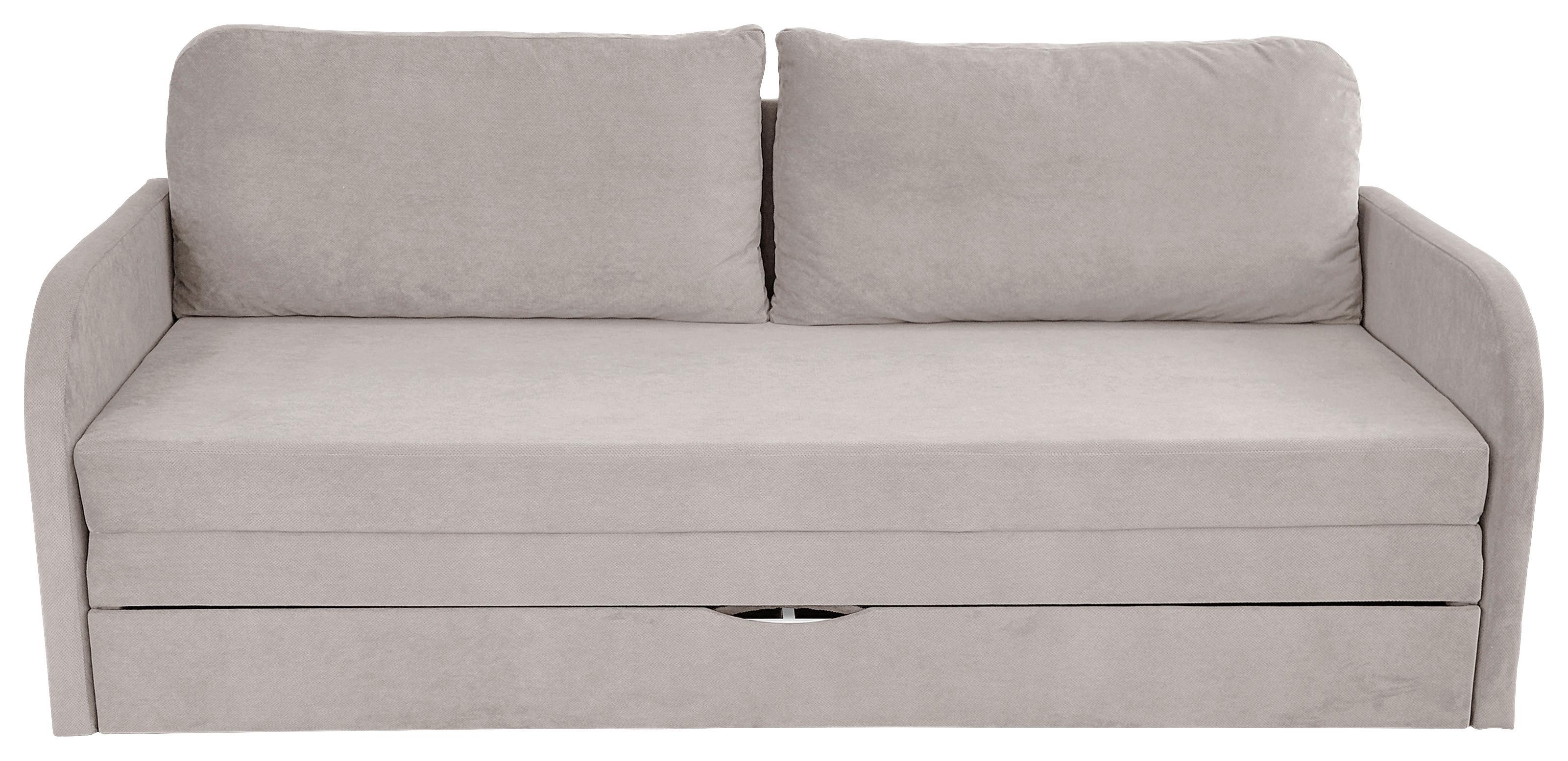 Schlafsofa mit Bettkasten Milan Taupe B: 203 cm - Taupe/Schwarz, Design, Textil (203/77/86cm) - MID.YOU