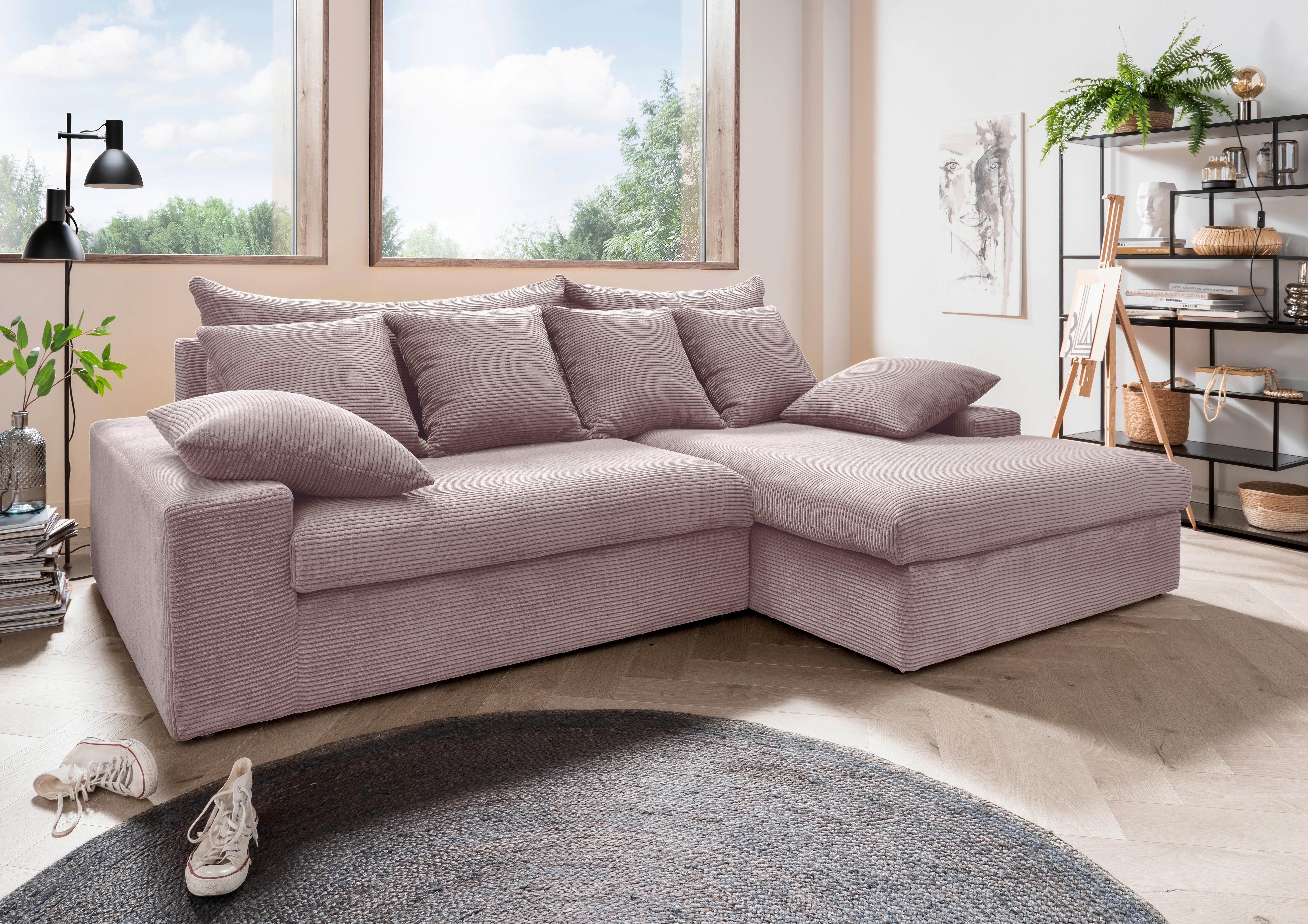 Ecksofa Avellino Rosa S: 278/200 cm - Schwarz/Rosa, MODERN, Textil (278/200cm) - Livetastic