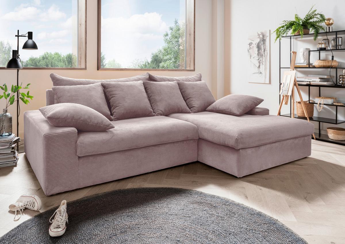 Ecksofa Avellino Rosa S: 278/200 Cm - Schwarz/Rosa, MODERN, Textil (278/200cm) - Livetastic