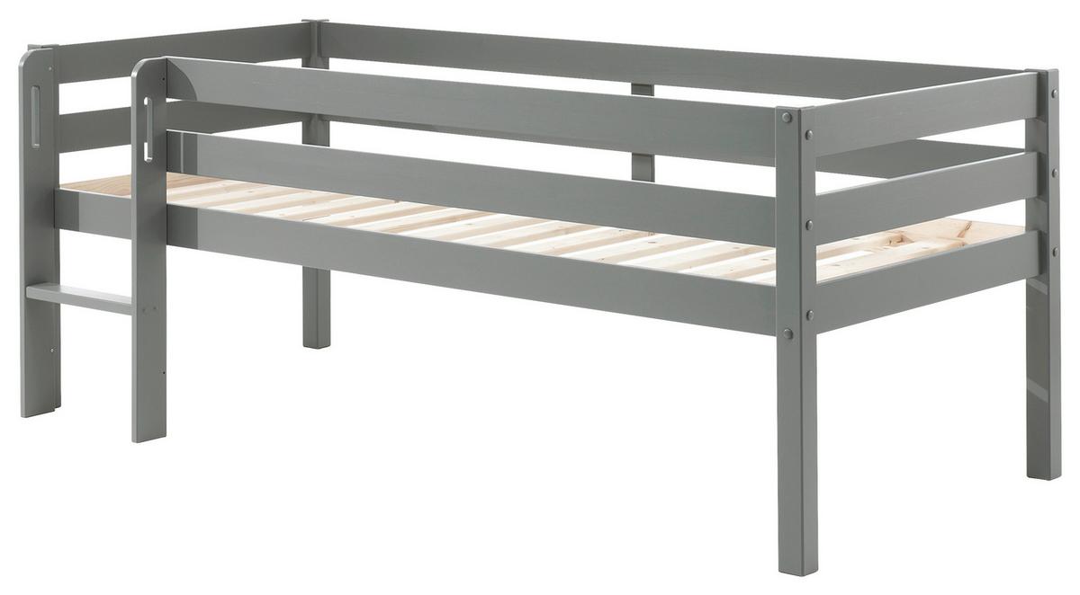 Hochbett Pino Grau lackiert 90x200 cm - Grau, MODERN, Holz/Holzwerkstoff (90/200cm) - MID.YOU