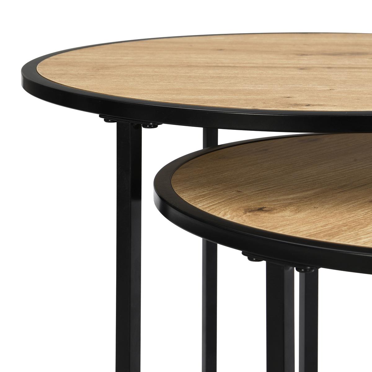 Beistelltisch Milan 3 - Schwarz/Eiche Artisan, MODERN, Holzwerkstoff/Metall (50/45/50cm)