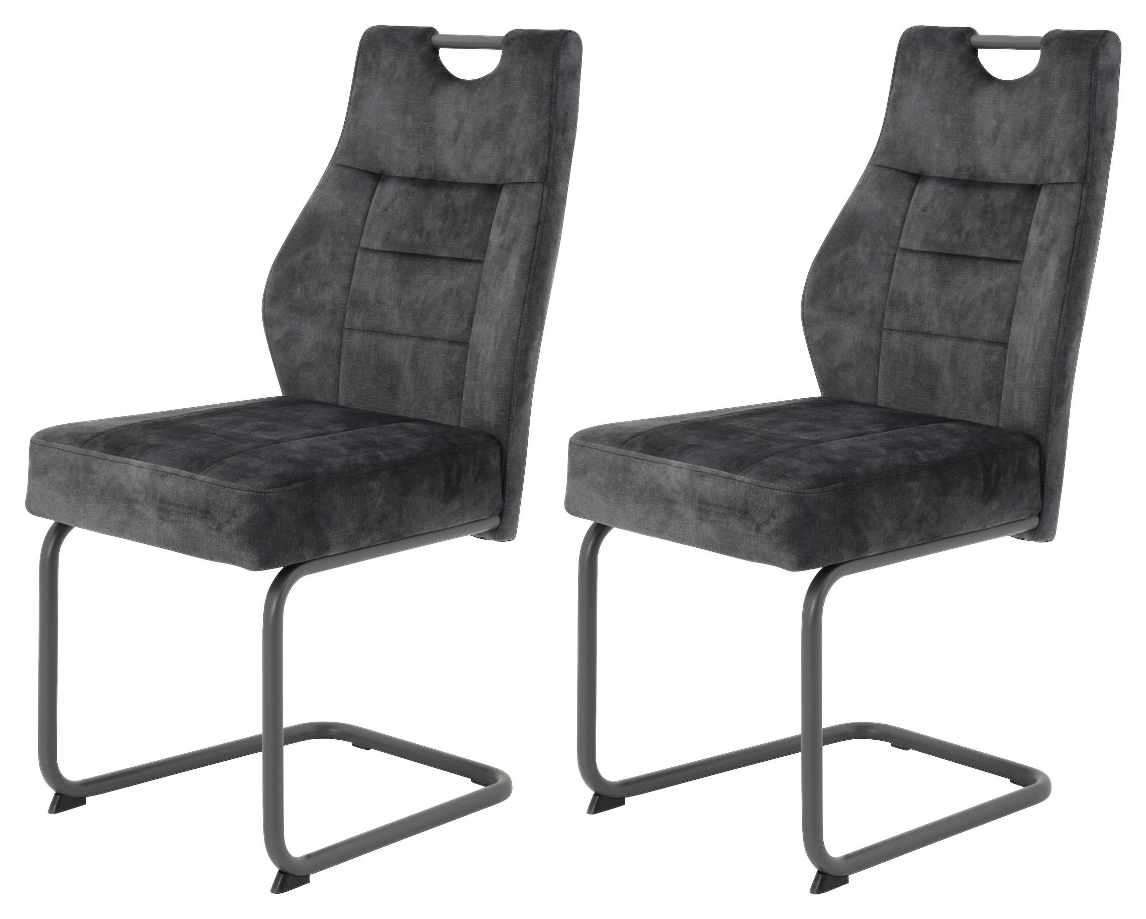 Schwingstuhl-Set Linda S Anthrazit - Anthrazit/Grau, MODERN, Textil/Metall (47/99/61cm) - MID.YOU