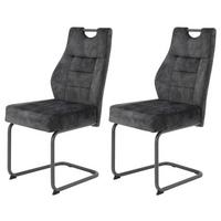 Schwingstuhl-Set Linda S Anthrazit - Anthrazit/Grau, MODERN, Textil/Metall (47/99/61cm) - MID.YOU