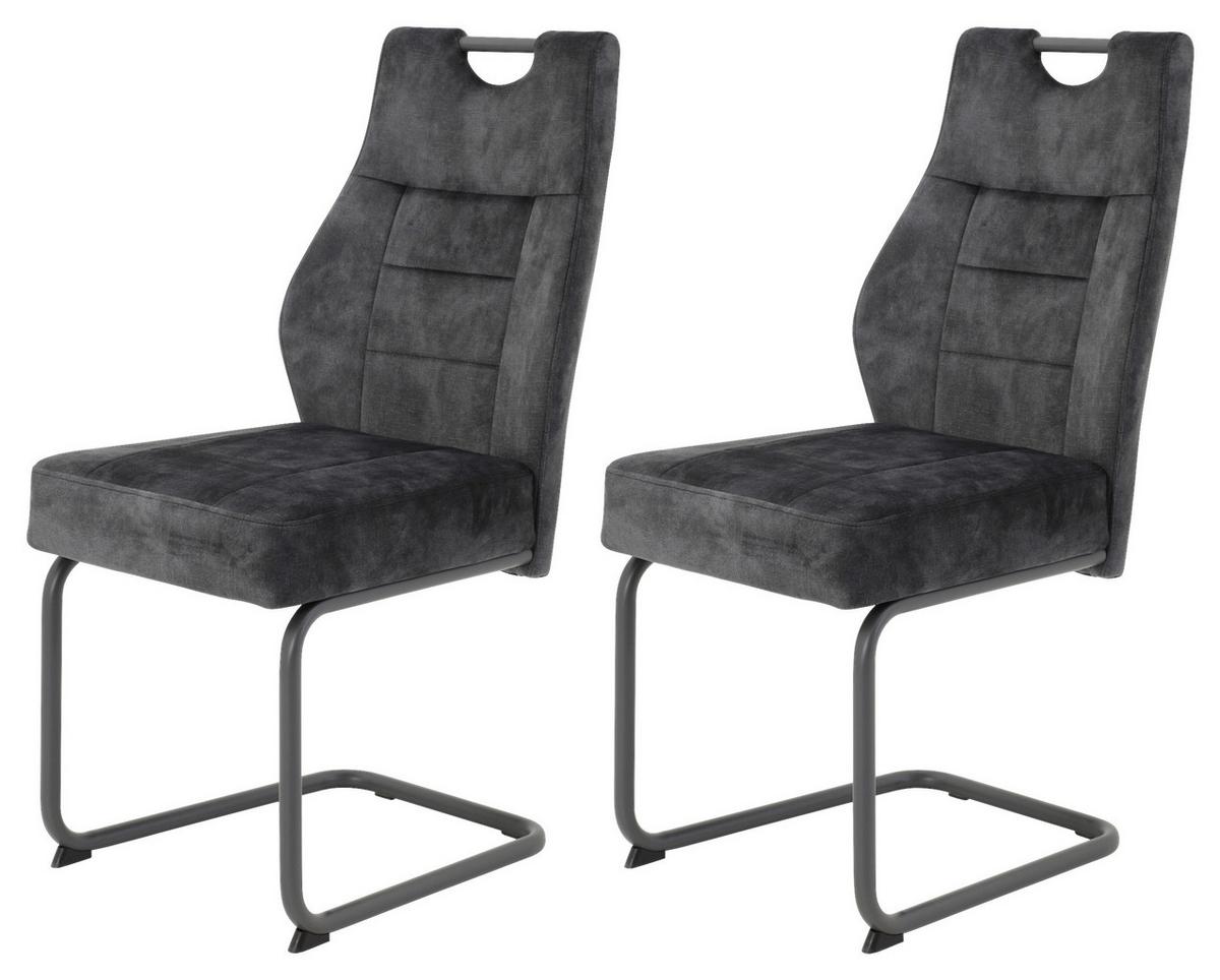Schwingstuhl-Set Linda S Anthrazit - Anthrazit/Grau, MODERN, Textil/Metall (47/99/61cm) - MID.YOU