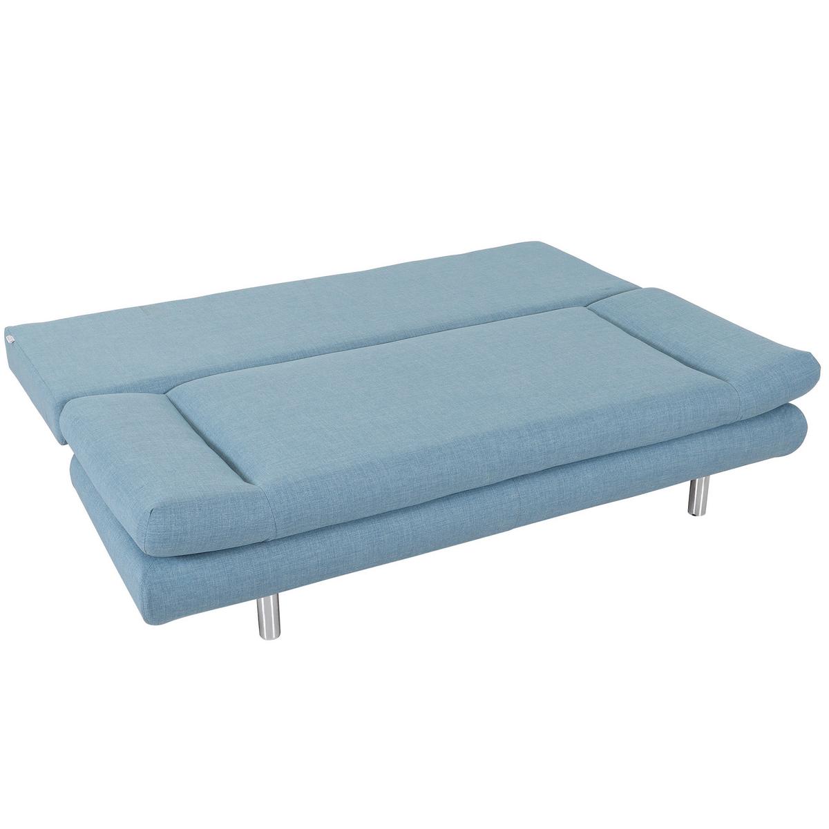Schlafsofa Sorini, Hellblau B: 194 Cm - Chromfarben/Schwarz, Design, Textil (194/73/91cm) - MID.YOU