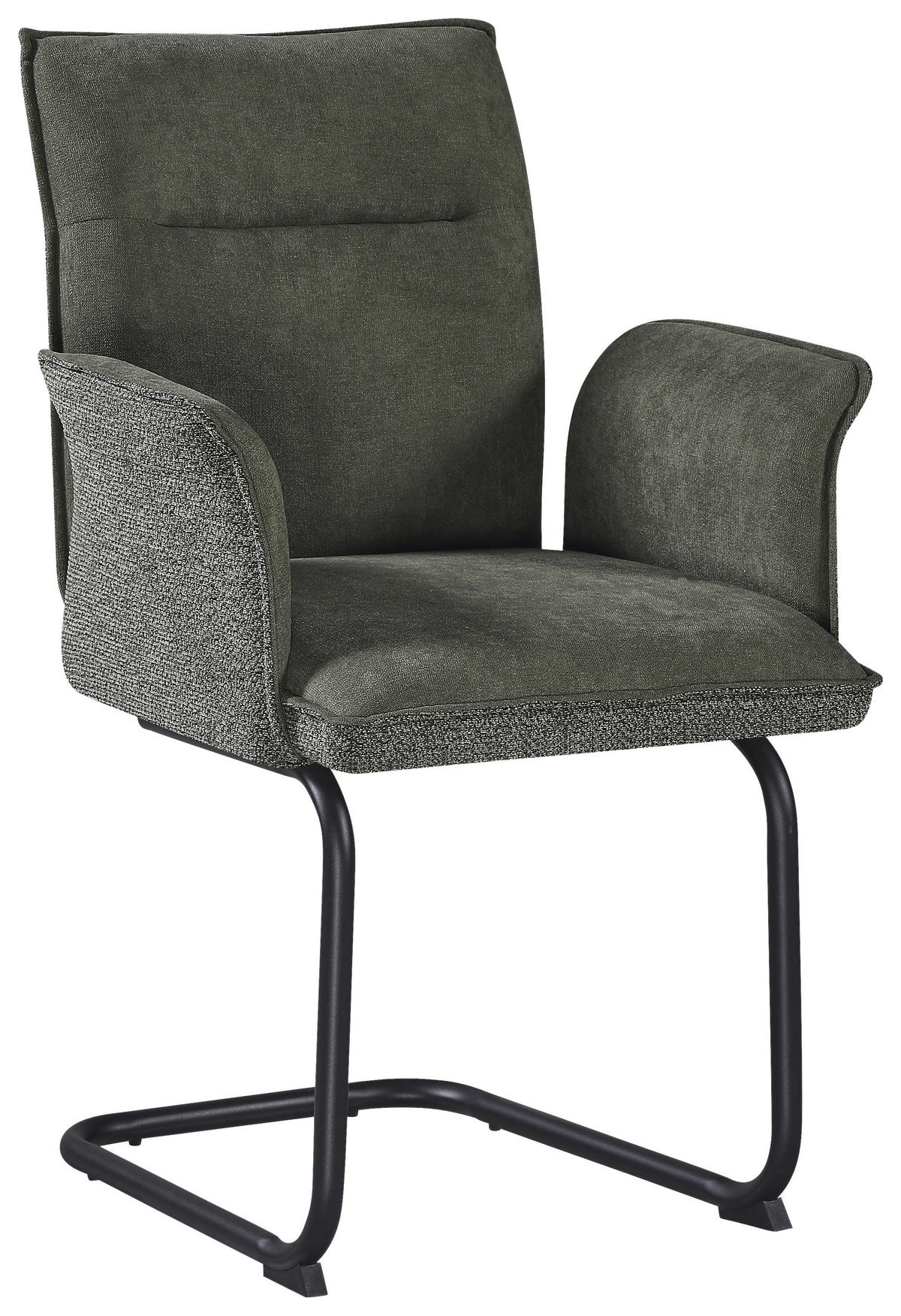 ŽIDLE S PODRUČKAMI NOVA - černá/zelená, Moderní, kov/textil (63/90/61cm) - Premium Living