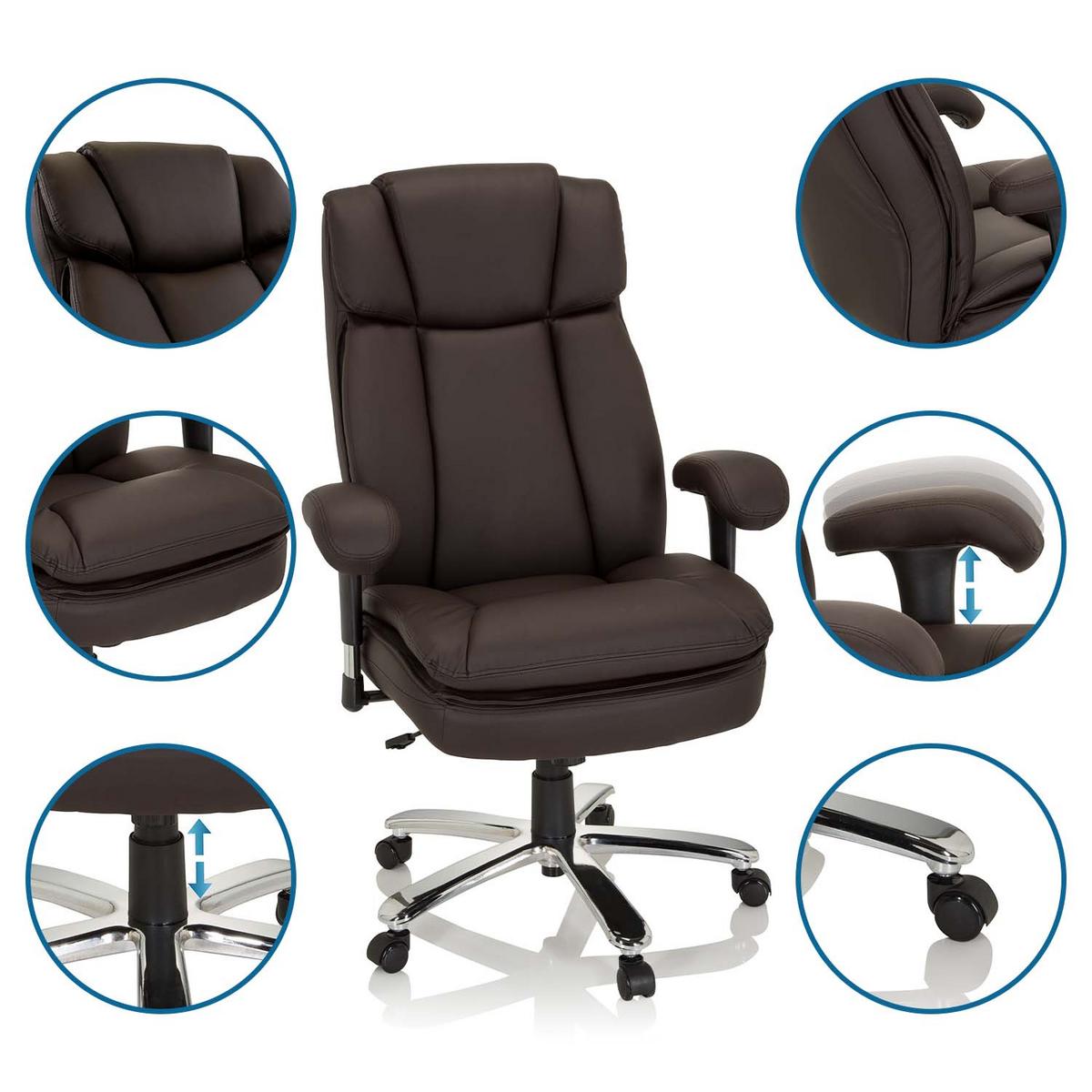 Chefsessel Builder Xxl I Dunkelbraun - Dunkelbraun/Silberfarben, MODERN, Kunststoff/Textil (77/123/84cm) - MID.YOU