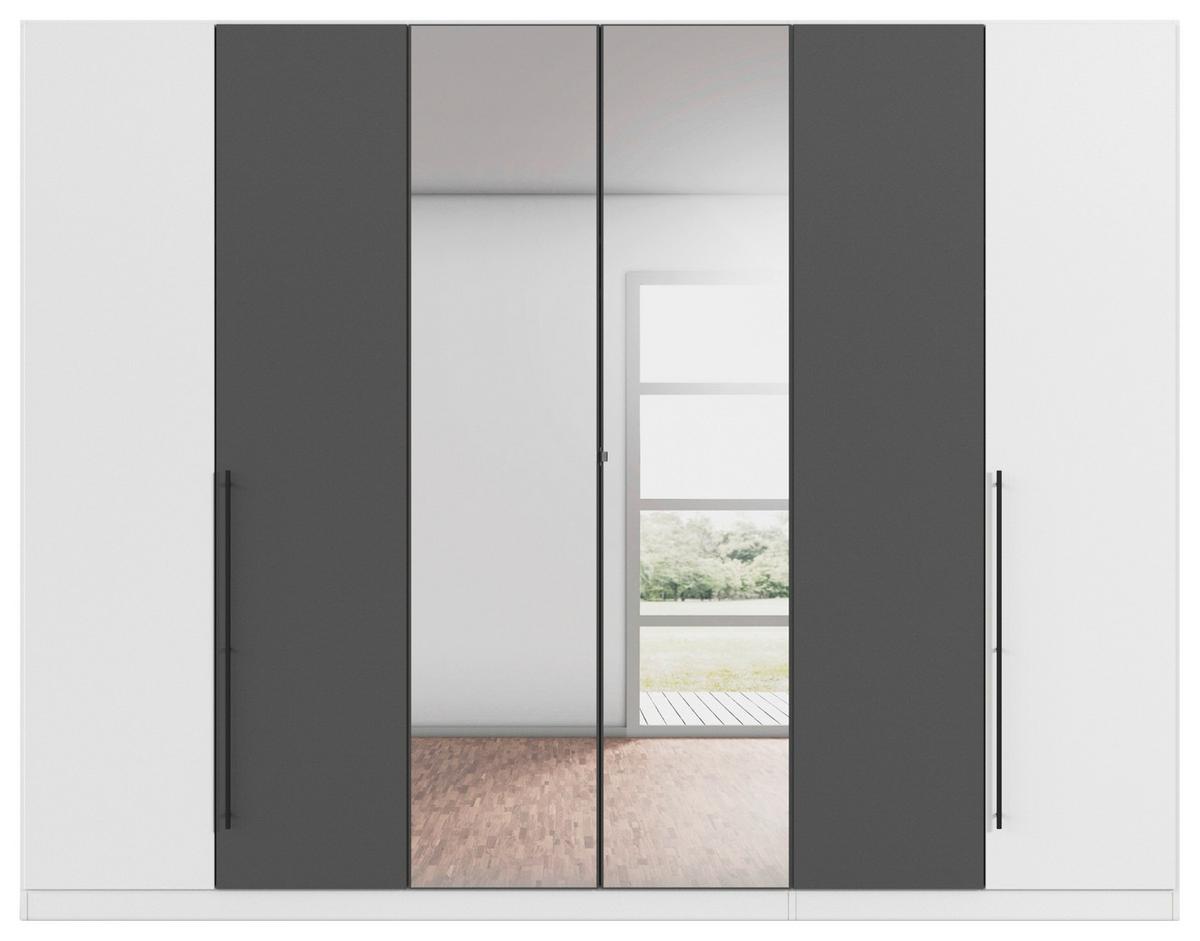 Kleiderschrank Safari mit Spiegel B: 271 cm - Weiß/Grau, KONVENTIONELL, Holzwerkstoff (271/229/54cm)