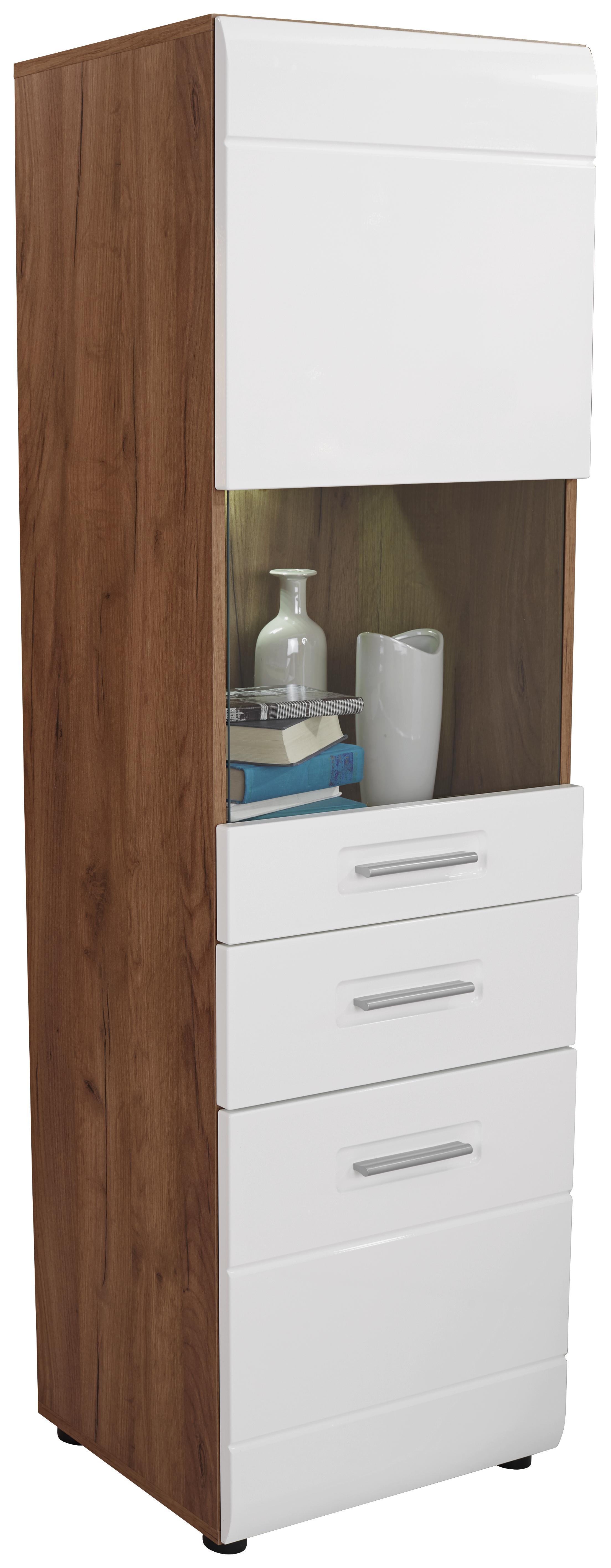 Vitrine Avensis New - Eichefarben/Schwarz, KONVENTIONELL, Glas/Holzwerkstoff (50/160/37,1cm) - Luca Bessoni