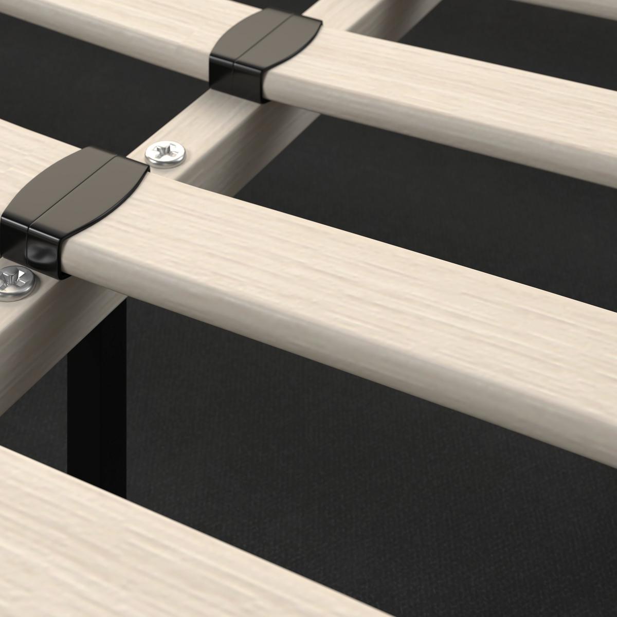 Čalouněná postel MARIJA 180x200 cm, tmavě šedá - tmavě šedá/přírodní barvy, Moderní, kov/dřevo (180/200cm) - Bessagi Home