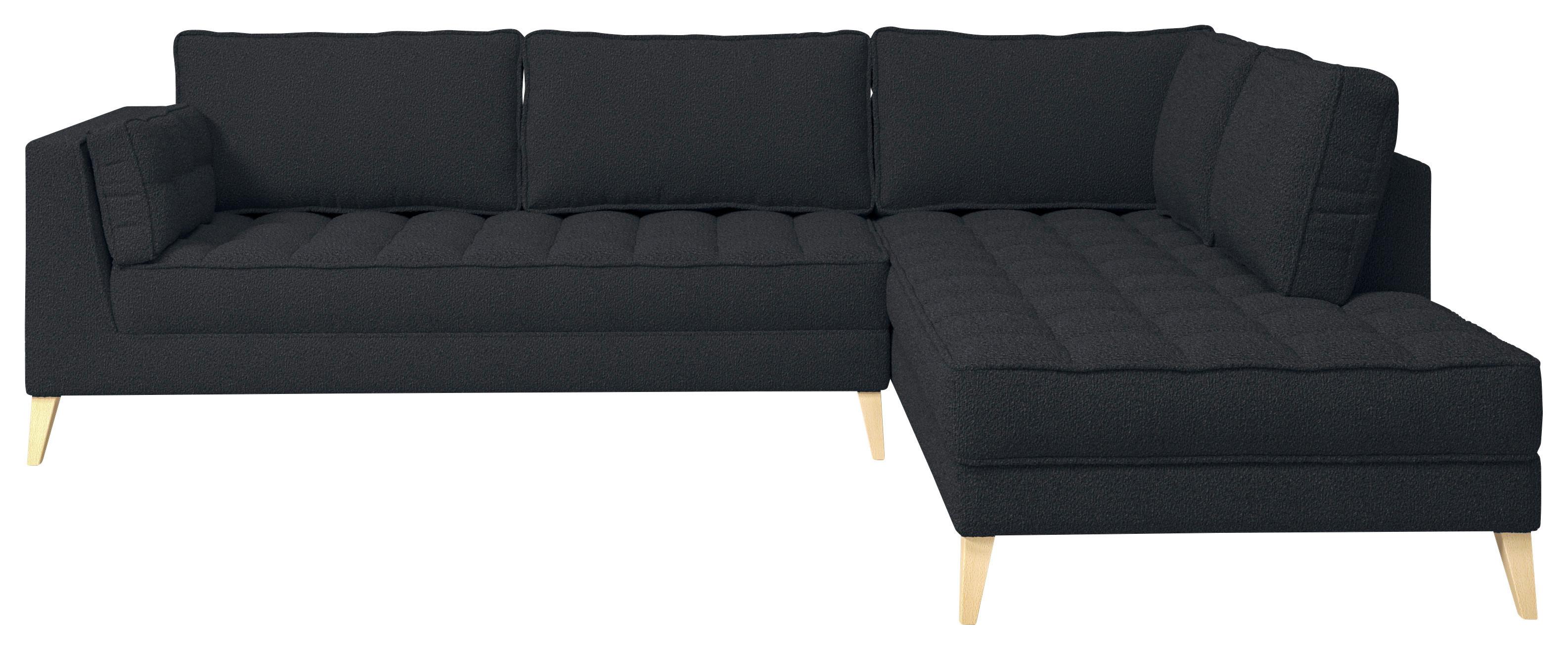 Rohová sedačka DOTI, pravá, černá - černá/přírodní barvy, Design, kompozitní dřevo/textil (310/204cm) - MID.YOU