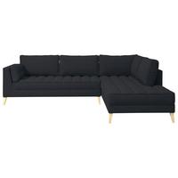 Rohová sedačka DOTI, pravá, černá - černá/přírodní barvy, Design, kompozitní dřevo/textil (310/204cm) - MID.YOU