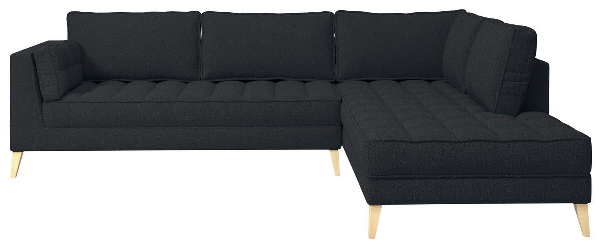 Rohová sedačka DOTI, pravá, černá - černá/přírodní barvy, Design, kompozitní dřevo/textil (310/204cm) - MID.YOU