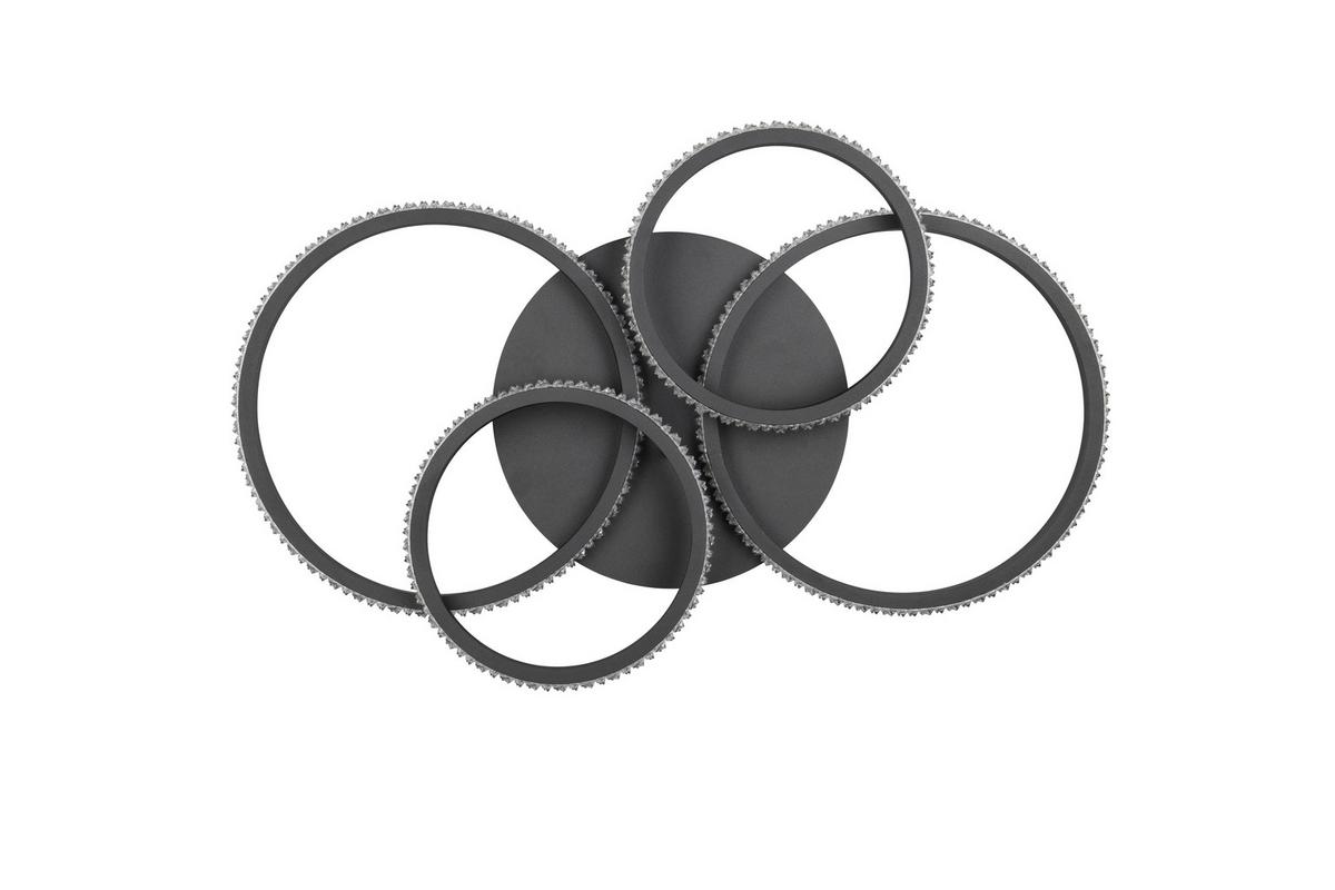 Led-deckenleuchte Cires Klar Schwarz Transparent - Klar/Transparent, Basics, Kunststoff/Metall (65,5/48,5/8,5cm)