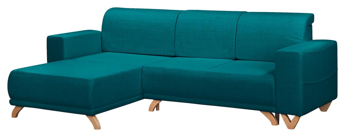 Ecksofa Bella Petrol S: 257x174 cm - Wengefarben/Petrol, Design, Textil (257/174cm) - Livetastic