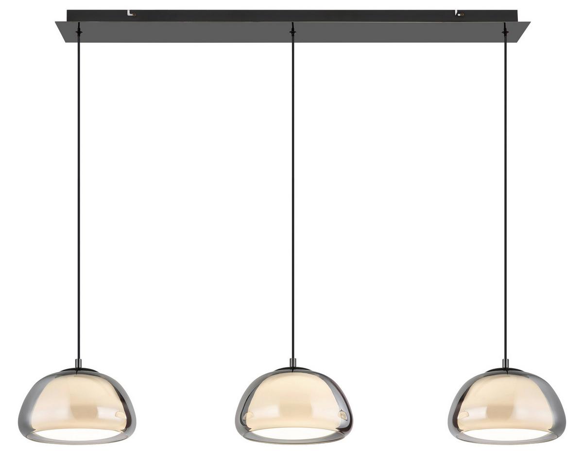 Hängeleuchte Avila Rauchglas ca. 117x25x150 cm - Schwarzchrom/Schwarz, Design, Glas/Kunststoff (117/25/150cm) - Globo